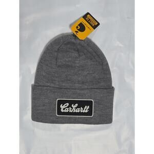 Carhartt Beanie Hat Gray With Black And Gray Patch OSFM